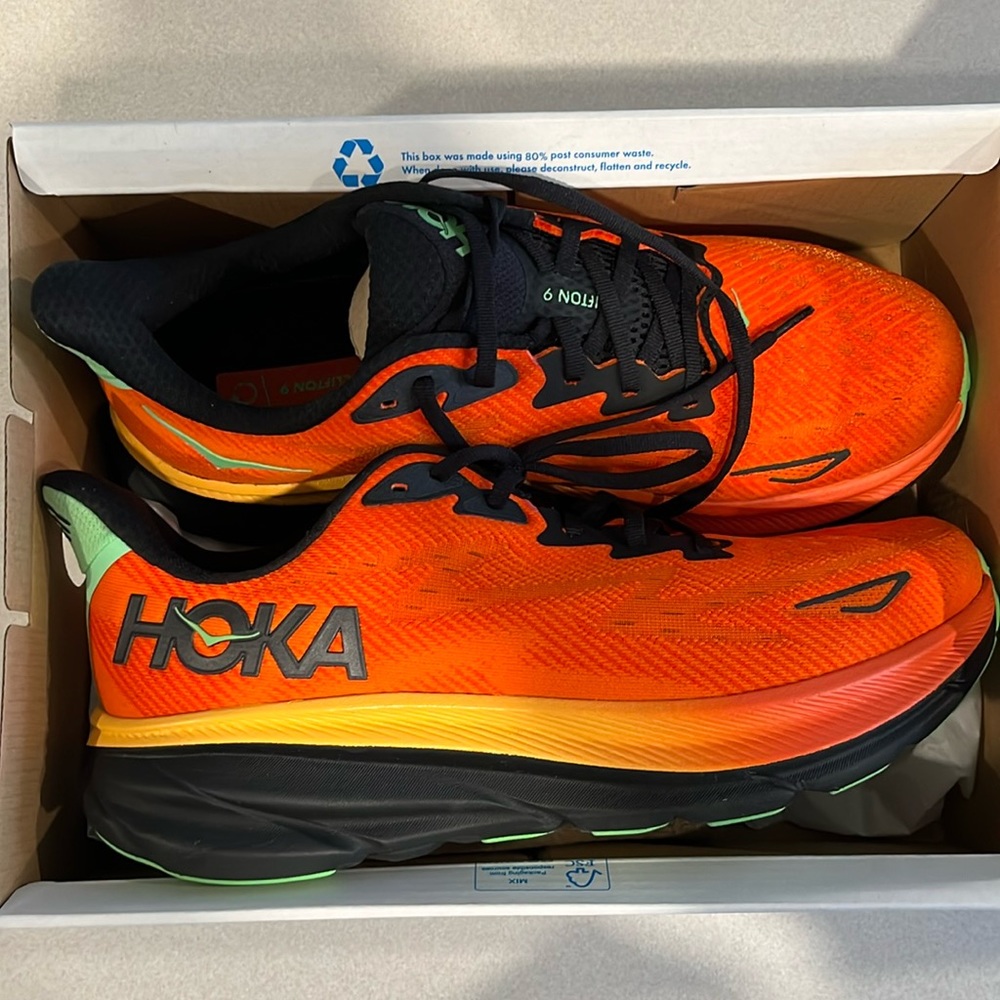 Men’s Clifton 9 Hoka Shoe Orange 10.5